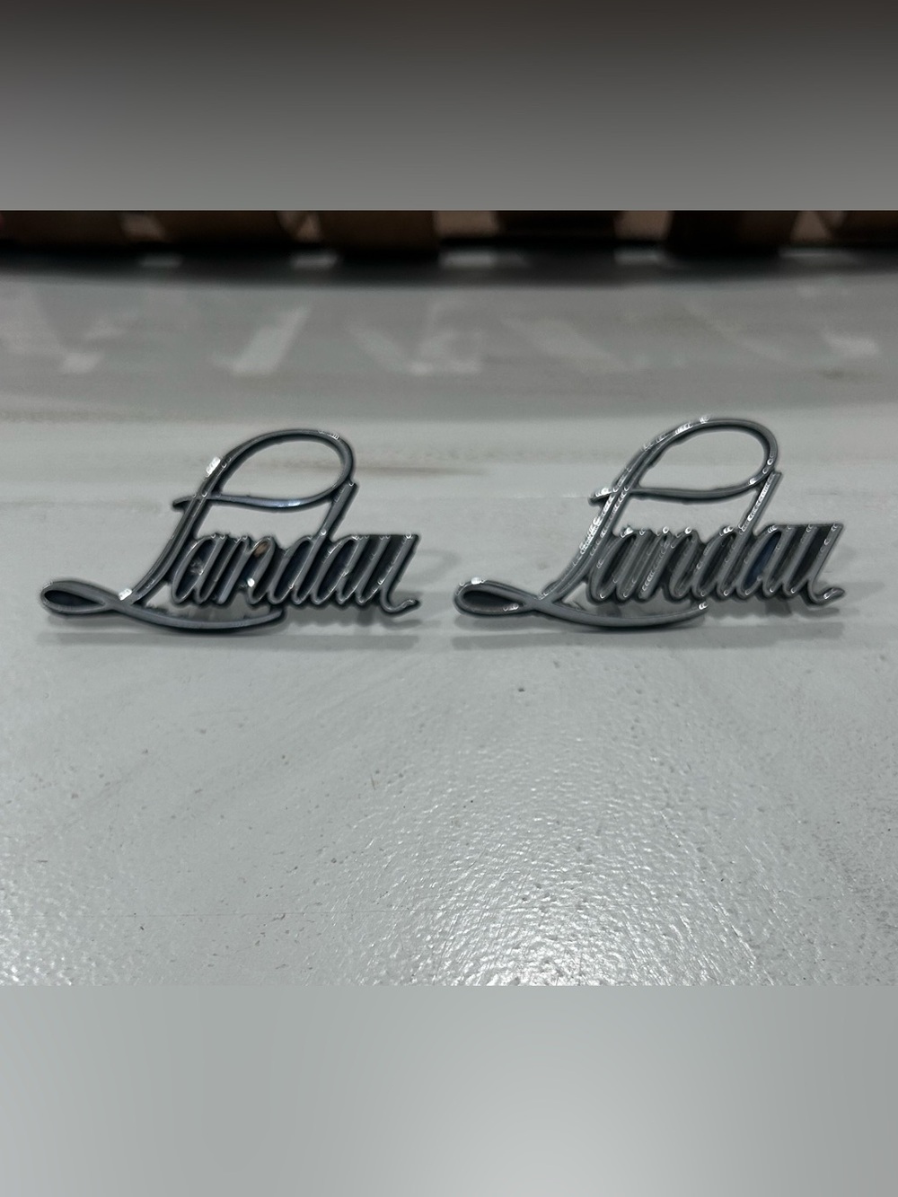 1974-1978 Buick Regal LANDAU Roof Metal Emblem Badge Ornament Script Set Of 2